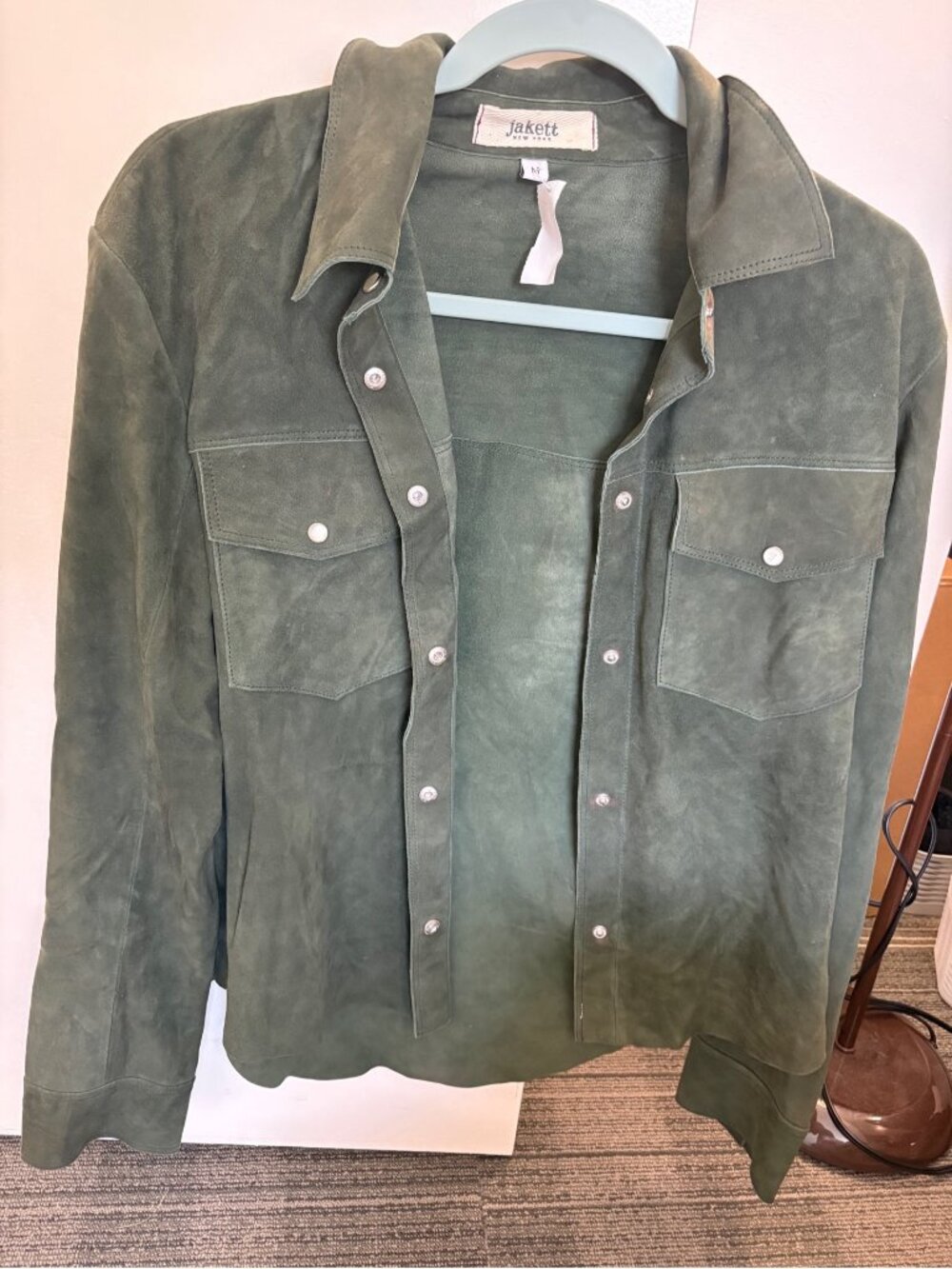 Jakett New York Suede Snap Jacket Olive Sz M